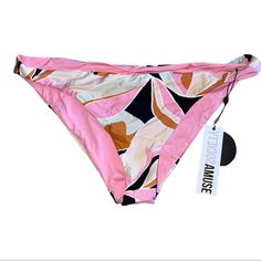 Nwt Amuse Society Bikini Bottoms Never Worn Cheeky Fit Chic Pink Bottoms For Poolside, Trendy Pink Bottoms For Pool, Trendy Pink Pool Bottoms, Pink Printed Pool Bottoms, Pink Printed Bottoms For Swimming, Chic Pink Printed Swimwear, Summer Swimwear Bikinis, Reversible Bikinis, Bralette Tops