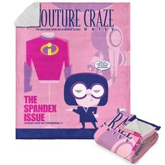 an image of a magazine cover with cartoon character on the front and back covers in pink