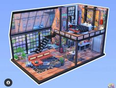 Sims 4 Loft, Loft House Design, Sims 4 House Plans, Sims 4 House Building, House Loft, House Floor Design, Sims 4 House Design, Casas The Sims 4, Sims Building