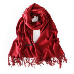 Luxury solid cashmere women winter warm bandana pashmina soft long female foulard thick blanket  shawl and wraps  -  GeraldBlack.com Elegant Red Pashmina Scarf, Elegant Red Scarf For Fall, Classic Red Scarves For Winter, Elegant Red Winter Shawl, Solid Color Winter Shawl Wrap, Solid Color Winter Shawl, Solid Color Shawl Wrap For Winter, Elegant Red Scarves For Winter, Elegant Red Scarf For Winter