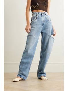 MAISON MARGIELA Cutout high-rise wide-leg jeans | NET-A-PORTER Trending Now, Wide Leg Jeans, Women Collection, Straight Leg Jeans