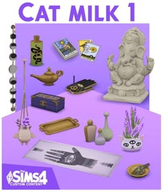 an image of cat milk and other items for the game sims4competions