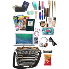 the contents of a woman's purse are shown