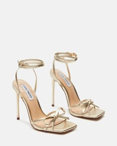 High Heels For Girls, Hoco Shoes, Gold Strappy Heels, Dressy Fashion