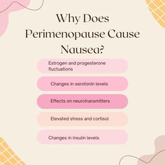 Struggling with nausea during perimenopause? You're not alone! Hormonal fluctuations, including changes in estrogen and progesterone, can disrupt your digestive system and lead to queasy feelings. Stress-induced cortisol spikes and blood sugar imbalances can also contribute to this discomfort.

Curious to learn more and discover herbs that may help alleviate your symptoms? Click the link for our full guide and start feeling better today! 🌸✨

#Perimenopause #NauseaRelief #HormoneHealth #NaturalRemedies #HerbalMedicine #WomensHealth #MenopauseSupport #HealthAndWellness #ClickForMore Reduce Nausea, Nausea Relief, Progesterone Levels, Hormone Replacement, Cortisol Levels, Feeling Better, Hormone Levels, Hormone Health, Hormonal Changes