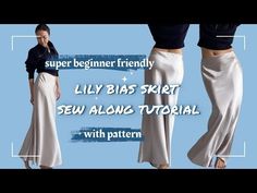 two women in long skirts with the words, super beginner friendly lily blas skirt sew along