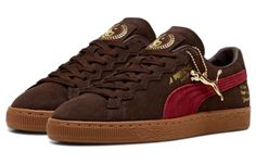 Puma Suede x Staple 'Gidra - Dark Chocolate' 393543-01 Trendy Gym Shoes, Brown Puma Shoes, Unique Sneakers Women, Sneaker Inspo Women, Shoes To Get, Cute Everyday Shoes, Shoes Thrift, Chocolate Sneakers, Dark Red Shoes