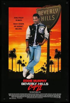 the movie poster for beverly hills starring eddie murphy