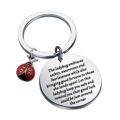 PRICES MAY VARY. 1.Ladybug gift：The ladybug embraces safety, awareness and fearlessness while also bringing good fortune to those she lands upon! Let this ladybug keep you safe and remind you that good luck could be just around the corner. 2.Measurement:Round card charm:3*3cm(1.18inch),truncheon length:2 cm(0.79inch). Material:stainless steel.it is lead free and nickel free. 4.This ladybug key chain is a different gift for everyone with a childlike heart. Ladybug are very cute animals. 5.Giving Heart Ladybug, Ladybug Keychain, Safety Awareness, Gift Best Friend, Good Fortune, Around The Corner, Good Luck, Key Chain, Gift For Lover