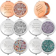 Roowest 10 Pcs Inspirational Compact Mirror Sometimes You Forget You're Awesome Appreciation Thank You Gifts for Women Employee Coworker Staff Magnifying Pocket Mirror (Assorted Colors) Product Details Item Package Quantity: 10 Color: Assorted Colors Brand: Roowest MPN: Does not apply UPC: Does not apply EAN: Does not apply Brand: Roowest Shape: Round Product Dimensions: 1"L x 1"W Frame Material: Metal Style: Portable Number of Items: 10 Item Weight: 1.65 Pounds Number of Pieces: 10 Item Dimensions L x W: 1"L x 1"W Manufacturer: Roowest Brand Name: Roowest Specific Uses For Product: Travel, Daily Makeup, On-the-go Touch-ups, Personal Inspiration Special Features: Portable, Adjustable, Magnifying Mounting Type: Floor Mount Required Assembly: No Theme: Graduation,Nurse Frame Type: Framed Fra Design Quotes Inspiration, Appreciation Thank You, Rose Gold Mirror, Makeup Mirrors, Small Mirrors, Daily Makeup, You're Awesome, Pocket Mirror, Different Angles