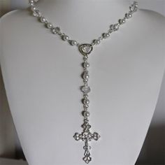 |<none>|3256804274418883 Rosary Inspired Necklace, Long Cross Necklace, Pearl Cross Necklace, Handmade Pearl Necklace, Pearl Rosary, Gothic Cross, Handmade Beaded Necklaces, Party Necklace, Rosary Necklace