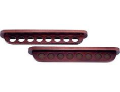 pair of brown plastic door handles with holes