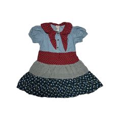 This vintage Sostanza Girls Western Denim Dress is a must-have for your little one's wardrobe. The dress features short sleeves that measures 6”a chest size of 15" with a shoulder to hem length of 25.5", shoulder to shoulder length is 11.75”.The dress is an original piece from the 1990s and is perfect for young girls w Western Denim Dress, Girls Costumes, Thanksgiving Fashion, Wardrobe Update, 90s Dress, The 1990s