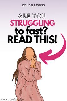 a woman with her hands to her face and the words are you struggling to fast? read this