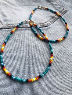 Beaded western anklet Outer Banks Outfits, Coos Bay, Bead Ideas, Western Jewelry, Anklet Jewelry, Outer Banks, Blue Beads, Seed Bead, Body Jewelry