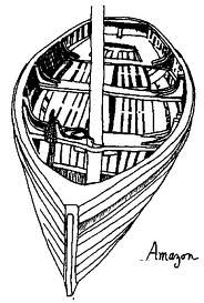 an ink drawing of a boat