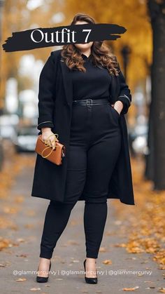 falloutfit#fallcolors#fallfashion#womenstyle#stylish# Black Dress Curvy Outfit, Plus Size Casual Office Wear, Sophisticated Style Plus Size, Plus Size Office Casual Outfits, Curvy Outfits Work, Plus Size Winter Office Outfits, All Black Outfit Curvy, Plus Size Outfits Business, Fall Midsize Outfits 2024