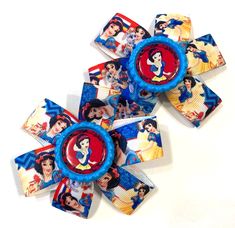 This is a beautiful set of Disney's Snow White Inspired girl's hair bows. These look very cute clipped over Pigtails.  The bow measures approximately 3 inches all around. The bows are attached to a 1 3/4 inch partially lined alligator clip.  The image is on a turquoise flattened bottle cap.  It is covered by an epoxy dome. ***Please visit our eBay shop. We offer a large variety of unique hair bows, necklaces, key chains and zipper pulls. Add our eBay shop to your favorites as we are always adding new items. Our items make wonderful unique gifts. Payment Policies: We accept PayPal which accepts all major credit cards or your checking account as payment. PayPal processes the credit card or checking account through Paypal services which allows you to use your credit card or checking account s Flatten Bottles, Unique Hair Bows, Disney Hair Bows, Pigtail Hair Bows, Hair Bows For Girls, Disney Bows, Disney Hair, Bows For Girls, Pigtail Hairstyles