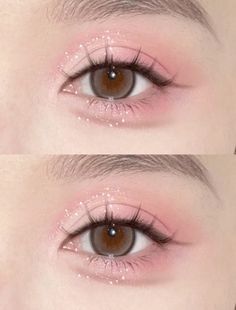 Pink Doyun Makeup, Pink Make Up Look, Rose Makeup Look, Pink Eye Makeup Looks, Artsy Makeup, Anime Eye Makeup, Nose Makeup, Pretty Eye Makeup, Princess Makeup