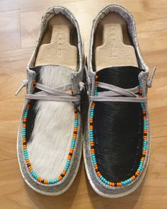 Black White Horse, Beaded Horse, Womens Loafers, Hey Dude Shoes, Grand Forks