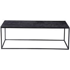 a black coffee table with metal frame