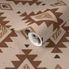 an artistic wallpaper design with brown and white triangles on the ground, in front of a beige background