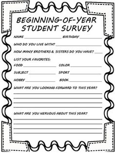 the beginning of year student survey is shown in black and white, with an image of a