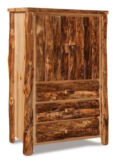 a wooden dresser with drawers made out of logs