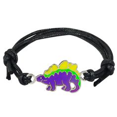 PRICES MAY VARY. This cool Stegosaurus mood charm changes in multiple colors with your body temperature. The Stegosaurus measures 0.74 inches(W) x 0.98 inches(L) (18mm x 24mm) Accessorized with an adjustable slip knot black cord, smallest at 1.57" (approx. 40mm), and can be expanded to 2.55" (approx. 65mm) the largest. Comes with a nice gift bag and a color chart A perfect gift for sons, daughters, brothers, grandsons, granddaughters, nephews, niece or any dinosaur lovers, and also a great gift Cute Stegosaurus, Mood Bracelet, Bracelet For Boys, Prize Box, Mood Jewelry, Slip Knot, Body Temperature, Take A Shower, Blue Violet