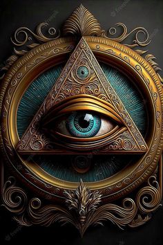 an all seeing eye in a gold frame