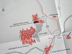 a map with red dots on it showing the location of several locations in the area