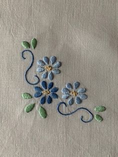 an embroidered piece of cloth with flowers on it