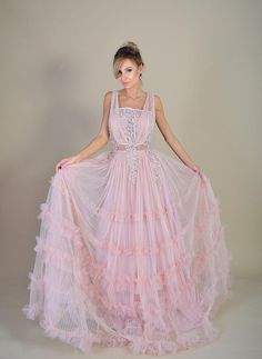 Dusty Pink Italian Tulle Dress/ Pink Lace Dress/ Crystals | Etsy Pink Tulle Skirt Evening Dress For Debutante Ball, Pink Tulle Evening Dress For Wedding, Pink Tulle Evening Dress With Sheer Bodice, Pink Tulle Skirt Evening Dress For Wedding, Pink Evening Dress With Sheer Bodice For Debutante Ball, Pink Tulle Ball Gown For Evening, Pink Lace Bodice Evening Dress For Wedding, Pink Gown With Sheer Bodice For Evening, Pink Lace Wedding Ball Gown