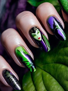 55+ Creative Maleficent Nail Designs and Ideas | Sarah Scoop Maleficent Nails Designs, Ultra Beauty, Hot Nail Designs, Nail Drawing, Purple Acrylic Nails, Makeup Hacks Beauty Secrets, New Nail Designs, Purple Nail Designs