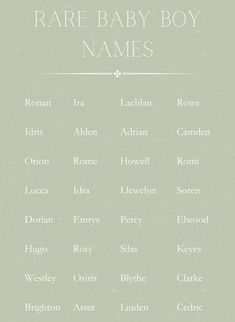 the names of baby boy names