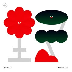 a red flower sitting on top of a green plant next to a white background with the words musialabb written below it