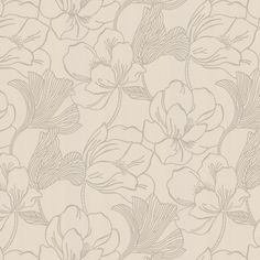 a white and gray flower wallpaper with large flowers