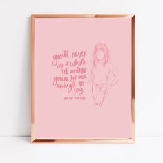 a pink poster with a drawing of a woman on it