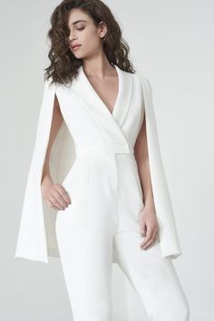 Say I do in comfort & style with a wedding jumpsuit from Amazon. Graduation Jumpsuit, Tuxedo Jumpsuit, Grad Outfits, Cape Jumpsuit, Cape Designs, Tailored Jumpsuit, Civil Wedding Dresses, Lavish Alice