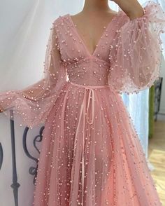 Long Sleeve Prom, Long Sleeve Evening Dresses, Pink Prom, Beaded Prom Dress, Pink Gowns, فستان سهرة, Beaded Gown, Prom Dresses With Sleeves, Prom Dresses Long With Sleeves