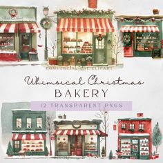 watercolor christmas bakery clipart set with 12 transparent pngs for commercial use