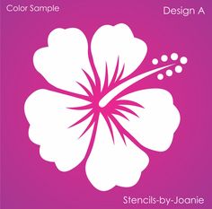 a white flower on a pink background with the words, color sample design a stencils - by - joanie