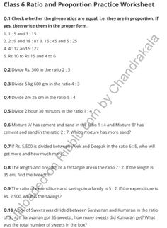 Worksheet for Class 6 Maths Ratio and Proportion – Chapter 12 Ratio And Proportion, How To Do Math, Proportions Worksheet, 7th Grade Math Worksheets, Fraction Practice, Class 6 Maths, Ratios And Proportions, Maths Worksheets, Sixth Grade Math