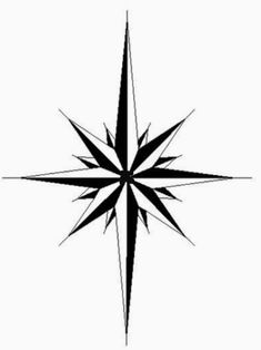 a black and white image of a star with one point in the middle, on a white background