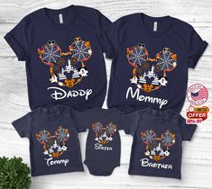 Disney Halloween Family Shirt, Halloween T-shirt, Family Halloween Shirts, Matching Family Halloween Shirts Family Matching Halloween T-shirts, Pre-shrunk Halloween Fan Merchandise Shirt, Blue Pre-shrunk Tops For Halloween, Themed Halloween T-shirt With Custom Print, Halloween Themed Pre-shrunk T-shirt, Pre-shrunk Themed T-shirt For Halloween, Family Halloween Shirts, Disney Family Vacation Shirts, Disney Halloween Shirts