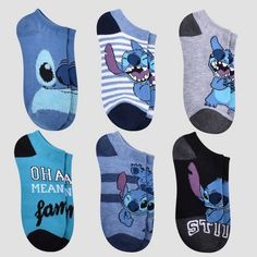 Women's Lilo And Stitch 6pk Low Cut Socks - Blue 4-10 : Target Lilo And Stitch Room Ideas, Lilo And Stitch Outfits, Stitch Outfits, Stitch Socks, Stitch Things, Stitch Items, Lilo And Stitch Merchandise, Lilo And Stitch Quotes, Stitch Stuff