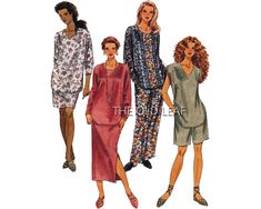 Plus Size Pattern Long Pullover Top Pull on Skirt & Pants - Etsy Casual Daywear Sets With Pockets, Casual Fitted Daywear Sets, Fitted Casual Daywear Sets, Casual Stretch Sets For Daywear, Leaf Sewing, Sewing Patterns Skirt, Threads Magazine, Sewing Challenge, Sleeve Variations