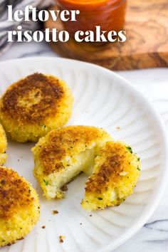 Risotto cakes on a plate with the front cake cut in half showing a melted cheese center. Leftover Mashed Potato Cakes, Lasagna Side Dishes, Cabbage Steaks Recipe, Mashed Potato Cakes, Quick Appetizer, How To Make Risotto