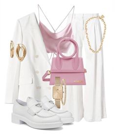 Pink And White Outfit, Elegant Evening Wear, Chic Streetwear, Fashion Eye Glasses, White Trousers, Mode Casual, White Outfit, Stylish Work Outfits, Looks Chic