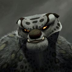 an animated animal with orange eyes and black fur